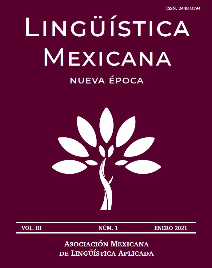 					Ver Vol. 3 Núm. 1 (2021): Lingüística Mexicana. Nueva Época.
				