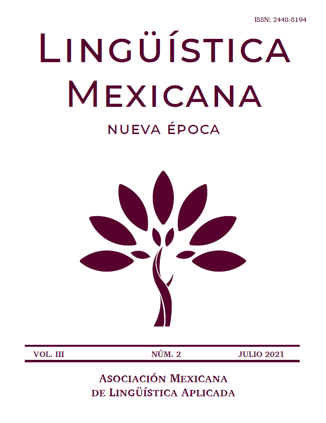					Ver Vol. 3 Núm. 2 (2021): Lingüística Mexicana. Nueva Época.
				