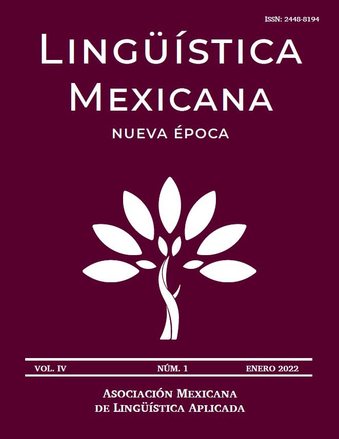 					Ver Vol. 4 Núm. 1 (2022): Lingüística Mexicana. Nueva Época.
				