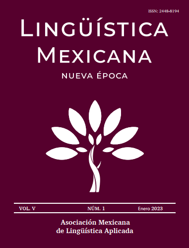 					Ver Vol. 5 Núm. 1 (2023): Lingüística Mexicana. Nueva Época.
				