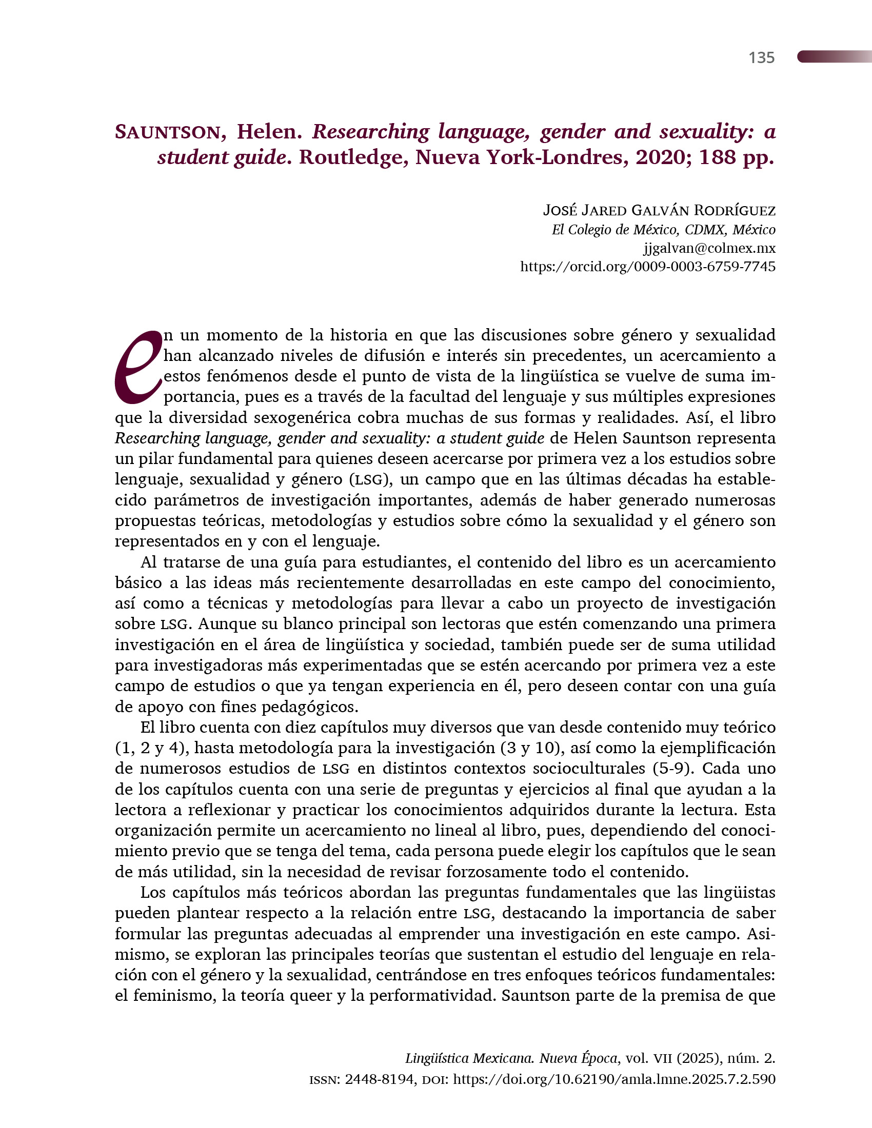 Reseña: Researching language, gender and sexuality: a student guide